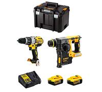 DeWALT Kit DWK223 (Trapano a Percussione DCD996 + Tassellatore DCH273 + 2 Batterie 5,0 Ah + Caricabatterie + TSTAK VI)