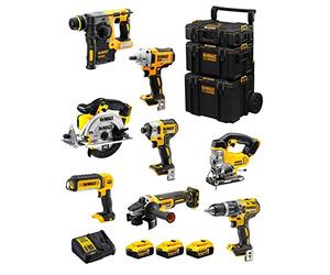 DeWALT Kit DWK800 (DCD796 + DCH273 + DCG405 + DCF887 + DCF894 + DCS331 + DCS391 + DCL050 + 3 Batterie 5,0 Ah + Caricabatterie + Caddy 3en1)