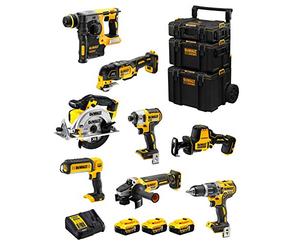 DeWALT Kit DWK802 (DCD796 + DCH273 + DCG405 + DCF887 + DCS355 + DCS369 + DCS391 + DCL050 + 3 Batterie 5,0 Ah + Caricabatterie + Caddy 3en1)