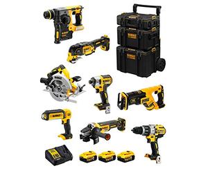 DeWALT Kit DWK803 (DCD996 + DCH273 + DCG405 + DCF887 + DCS355 + DCS367 + DCS570 + DCL050 + 3 Batterie 5,0 Ah + Caricabatterie + Caddy 3en1)