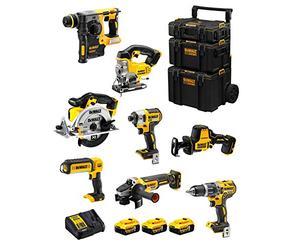 DeWALT Kit DWK804 (DCD796 + DCH273 + DCG405 + DCF887 + DCS331 + DCS369 + DCS391 + DCL050 + 3 Batterie 5,0 Ah + Caricabatterie + Caddy 3en1)