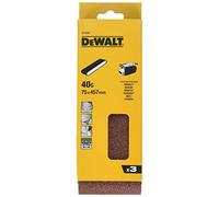 DeWalt, nastro abrasivo 457x75 grana 40, confezione da 3 fogli, 10 fori