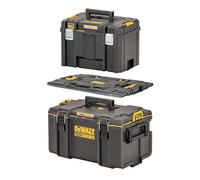 DEWALT Set di scatole degli attrezzi con piastra adattatore tra sistema T STAK e TOUGHSYSTEM (composto da scatola TOUGHSYSTEM DS400, TSTAK VI cassetta degli attrezzi profonda e piastra adattatore)