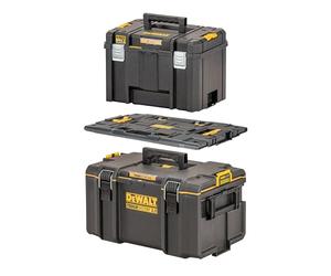 DEWALT Pack adattatore ToughSystem verso TSTAK con cassetta degli attrezzi profonda TSTAK, cassetta degli attrezzi media TOUGHSYSTEM 2.0 e piastra adattatrice TSTAK, DWST08017-9