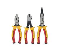 Dewalt Set di pinze VDE, 3 pezzi, dotate di impugnature comfort a 3 colpi di alta qualità, hanno una scanalatura antiscivolo sagomata per un'ammortizzazione e un controllo ottimali.