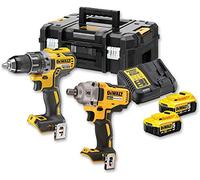 DEWALT Set trapano agli ioni di litio da 18 V, driver (DCD791) e bullone (DCF894) (2 batterie da 5,0 Ah) in TSTAK DCK2077P2T