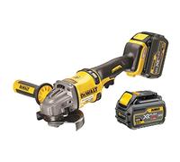 DEWALT- smerigliatrice DCG414T2-GB XR FLEXVOLT, cordless, con 2 batterie 6 Ah, 54 V, colore giallo / nero, 125 mm, set da 7 pezzi