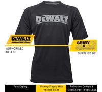 DEWALT T-Shirt Grande Logo Uomo Lavoro Top Nero Performance con Sfiati Umidità
