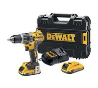DEWALT Trapano avvitatore a percussione con motore Brushless XR, include 2 batterie al litio 18V 2,0Ah, un caricabatterie e una valigetta TSTAK, DCD796D2-QW