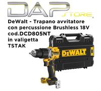 DEWALT - Trapano avvitatore con percussione Brushless 18V - rif. cod. DCD805NT