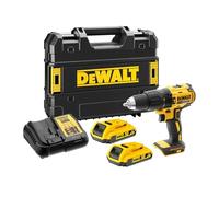 DEWALT XR 18V Trapano Avvitatore Combinato Brushless, Compatto Senza Fili con 2x Batterie XR Li-Ion 2Ah, Caricabatterie, Valigetta, Alta Coppia, Luce LED, Prestazioni Versatili - DCD778D2T-QW