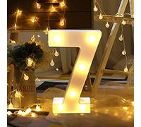 Dewanxin LED Lampada Numerica Numero Numeri Illuminati 0 1 2 3 4 5 6 7 8 9, Insegne Luminose Luci LED Alfabeto Luminoso Marquee Lights per Decorazione di Casa, Matrimoni, Feste, Reception, Bar (7)