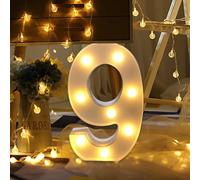 Dewanxin LED Lampada Numerica Numero Numeri Illuminati 0 1 2 3 4 5 6 7 8 9, Insegne Luminose Luci LED Alfabeto Luminoso Marquee Lights per Decorazione di Casa, Matrimoni, Feste, Reception, Bar (9)