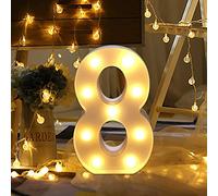 Dewanxin LED Lampada Numerica Numero Numeri Illuminati 0 1 2 3 4 5 6 7 8 9, Insegne Luminose Luci LED Alfabeto Luminoso Marquee Lights per Decorazione di Casa, Matrimoni, Feste, Reception, Bar (8)
