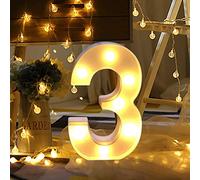 Dewanxin LED Lampada Numerica Numero Numeri Illuminati 0 1 2 3 4 5 6 7 8 9, Insegne Luminose Luci LED Alfabeto Luminoso Marquee Lights per Decorazione di Casa, Matrimoni, Feste, Reception, Bar (3)