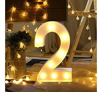 Dewanxin LED Lampada Numerica Numero Numeri Illuminati 0 1 2 3 4 5 6 7 8 9, Insegne Luminose Luci LED Alfabeto Luminoso Marquee Lights per Decorazione di Casa, Matrimoni, Feste, Reception, Bar (2)