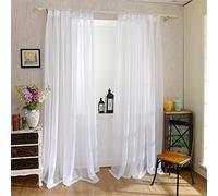 dewdat 2 pezzi di tende in voile bianco con passante, per soggiorno, tendaggi, morbidi in tulle velo, pannelli per decorazione finestra, camera da letto, casa, cucina, 100 x 200 cm