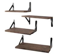 dewdat Étagères Flottantes en Bois,4 Pièces Décor Rustique Maison | Ensemble d'Étagères Flottantes de Rangement Murale | pour Cuisine Chambre Salon Bureau Couloir Toilette Figurines Plante Pot