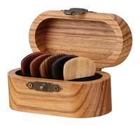 Dewedrt Supporto per plettri di chitarra con plettri di legno, vetrina per plettri di chitarra in legno, mini scatola per plettri di chitarra