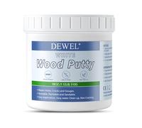 DEWEL 500g Stucco per Legno, Stucco Legno con Carta Vetrata Floccata da 4 Pollici 240 Grana Rossa, Stucco per Legno da Esterno per Mobili in Legno con Fori Profondi, Bianco