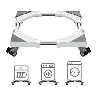 DEWEL Base con Ruote, Supporto per Frigorifero su 4 Ruote, larghezza 43-66 cm Altezza 8 cm Base Supporto Regolabile per Frigorifero, Lavastoviglie e Armadio per Liquori,Bianco