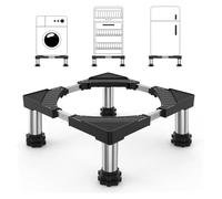 DEWEL Base Frigoriferi,piedini antivibrazione lavatrice,Supporto Regolabile per Lavatrice e Asciugatrice,Lunghezza/Larghezza 45-65 cm, Altezza 13-17 cm, Capacità di carico 200 kg, Nero