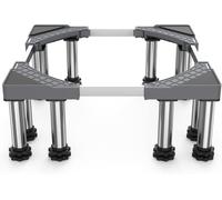 DEWEL Base per Lavatrice 12 Piedi, Lunghezza Regolabile 43-57 CM, Altezza 18-20 CM, Capacità Di Carico 500 KG Base Lavatrice Regolabile Per Asciugatrice, Frigorifero e Congelatore (Nero)