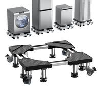 DEWEL Base per Lavatrice con 4 Ruote Superiori, 8 Piedini Audaci, Portata 500 KG, Regolabile per Frigorifero, Asciugatrice e Congelatore, Regolabile 54,5-67 cm, 14 cm, Nero