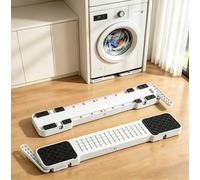 DEWEL Base per Lavatrice con Ruote Sollevabili, Base per Frigorifero e Asciugatrice, Manovrabilità Senza Sforzo, Antivibrazione, Carico max. 500 kg, Altezza 3,4 cm,Bianco (Larghezza: 33-55 cm)