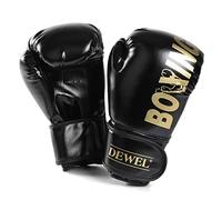 DEWEL Guantoni da Boxe, Guantoni Boxe di Ispessiti e Traspiranti,8 Oz per Allenamento con Karate, MMA, Kickboxing, Grappling, Muay Thai, Wushu(Nero)