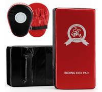 DEWEL Kit da Boxe, 2 Guanti da Passata E 2 Striking Shield Colpitori per L'allenamento di Boxe In Muay Thai, Kickboxing, Karate, Arti Marziali, Ecc. (4 Pezzi, Nero e Rosso)