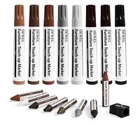 DEWEL Kit per la Riparazione di Mobili Stucco per Legno, 8 colori Pennarello per Legno e Bastoncini di Cera per Macchie,Graffi