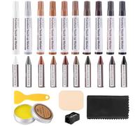 DEWEL Kit Riparazione Parquet, 10 Pennarello per Legno, 10 Ritocco Legno Cera Stick e 25g di Olio di Cera per Legno per la Riparazione di Macchie, Graffi e Fori nei Mobili in Legno (25 Pezzi)