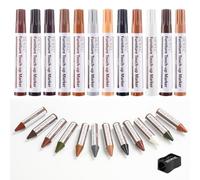 DEWEL Kit Riparazione Parquet, 12 Pennarello per Legno, 12 Ritocco Legno Cera Stick per Macchie, Graffi, Scolorimenti, Sbiadimenti e Buchi nei Mobili in Legno