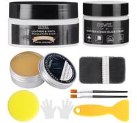 DEWEL Kit Riparazione Pelle Rinnova Pelle 100g Bianco Rinnovatore Colore Pelle Kit di Riparazione con 50g Crema di Riparazione 50g Grasso di Foca,per Auto Giacca Abbigliamento Moto Cura della Pelle