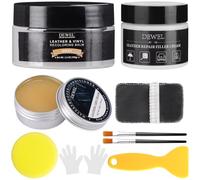 DEWEL Kit Riparazione Pelle Rinnova Pelle 100g Grigio Rinnovatore Colore Pelle Kit di Riparazione con 50g Crema di Riparazione 50g Grasso di Foca,per Auto Giacca Abbigliamento Moto Cura della Pelle