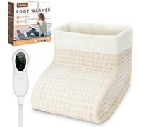 DEWEL Scaldapiedi Elettrico Scaldapiedi con Rivestimento Lavabile, Riscaldamento Rapido a 30-60°C e 10 Livelli di Temperatura Regolabili, Impostazione Intelligente del Timer Bianco