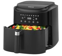 Dewelling Friggitrice ad aria calda XXL, 9 l, 2350 W, per cottura rapida, 9 programmi, display LED e funzione di mantenimento del calore, interno in metallo, moderna friggitrice ad aria per pasti in