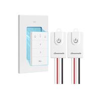 DEWENWILS Interruttore Wireless con 2 Ricevitore e 1 Trasmettitore da Parete Rimovibile, Portata di 30 m, Nessun Cablaggio Necessario, Kit Interruttore RF per Luci fino a 3000W, Bianco