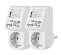 DEWENWILS Presa timer digitale, timer digitale con 20 programmi di commutazione configurabili, display LCD, per lampade, macchina da caffè, 2 confezioni (16A / 3680W)