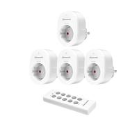 DEWENWILS - Prese radiocomandate con telecomando, set di prese radio da 2300 W, portata 30 m, per decorazioni festive, programmabili ed espandibili, 4 prese e 1 telecomando, colore: bianco