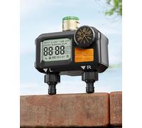 DEWENWILS Programmatore Irrigazione 2 Uscite, Timer Auto/Manuale | Centralina d'Irrigazione Programmabile, Ingresso in Ottone, Ritardo Pioggia e Display LED, per Giardino e Balcone