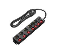 DEWENWILS regleta de enchufes, protección contra sobretensiones de Toma de Corriente múltiple de 6 vías, Enchufe de distribución montado en la Pared, 2M, 90° girado, Negro