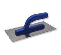 DEWEPRO Cazzuola Dentata LIGHT 4 x 4 mm In Acciaio Inossidabile 270 x 130 mm Resistente Agli Acidi, Frattazzo Dentato Con Impugnatura Leggera In Plastica Per Posa Piastrelle
