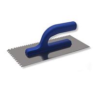 DEWEPRO Cazzuola Dentata LIGHT 6 x 6 mm In Acciaio Inossidabile 270 x 130 mm Resistente Agli Acidi, Frattazzo Dentato Con Impugnatura Leggera In Plastica Per Posa Piastrelle