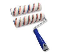 DEWEPRO Rullo da 25 cm, con staffa e rullo di ricambio, a pelo corto con impugnatura ergonomica a 2 componenti, adatto per vernici acriliche, vernici in lattice e colori a base d'acqua