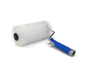 DEWEPRO® Rullo frangibolle Ø110x230mm - Lunghezza dei chiodi 40 mm - Rullo per autolivellante - Rullo a bolle - Con Supporto Metallico a 1 Braccio - Manico Bicomponente