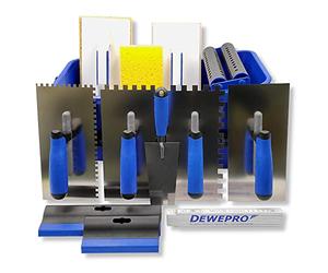 DEWEPRO Set di lavaggio professionale per piastrellista, XL, 15 pezzi, in secchio da 20 litri, con doppio rullo, attrezzi e accessori