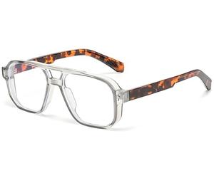 DEWEST Retro Anni 70 Occhiali Anti Luce Blu con Doppio Ponte - Montatura Oversize Quadrata da Pilota per PC, TV, Tablet e Gaming - Unisex/Uomo/Donna