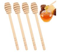 Dewfigs ㅤ 4 Pezzi Spargimiele in Legno, 16cm Bastoncini per Miele in Legno Naturale, Utensili da Cucina Multifunzionali per Miele, Sciroppo, Cioccolato Fuso, Ideali per Matrimoni, Compleanni, Feste